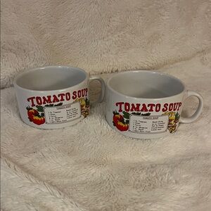 Set Of Two Mark Corp LTD Thailand StoneTomato Soup Ceramic Mugs - White and Red